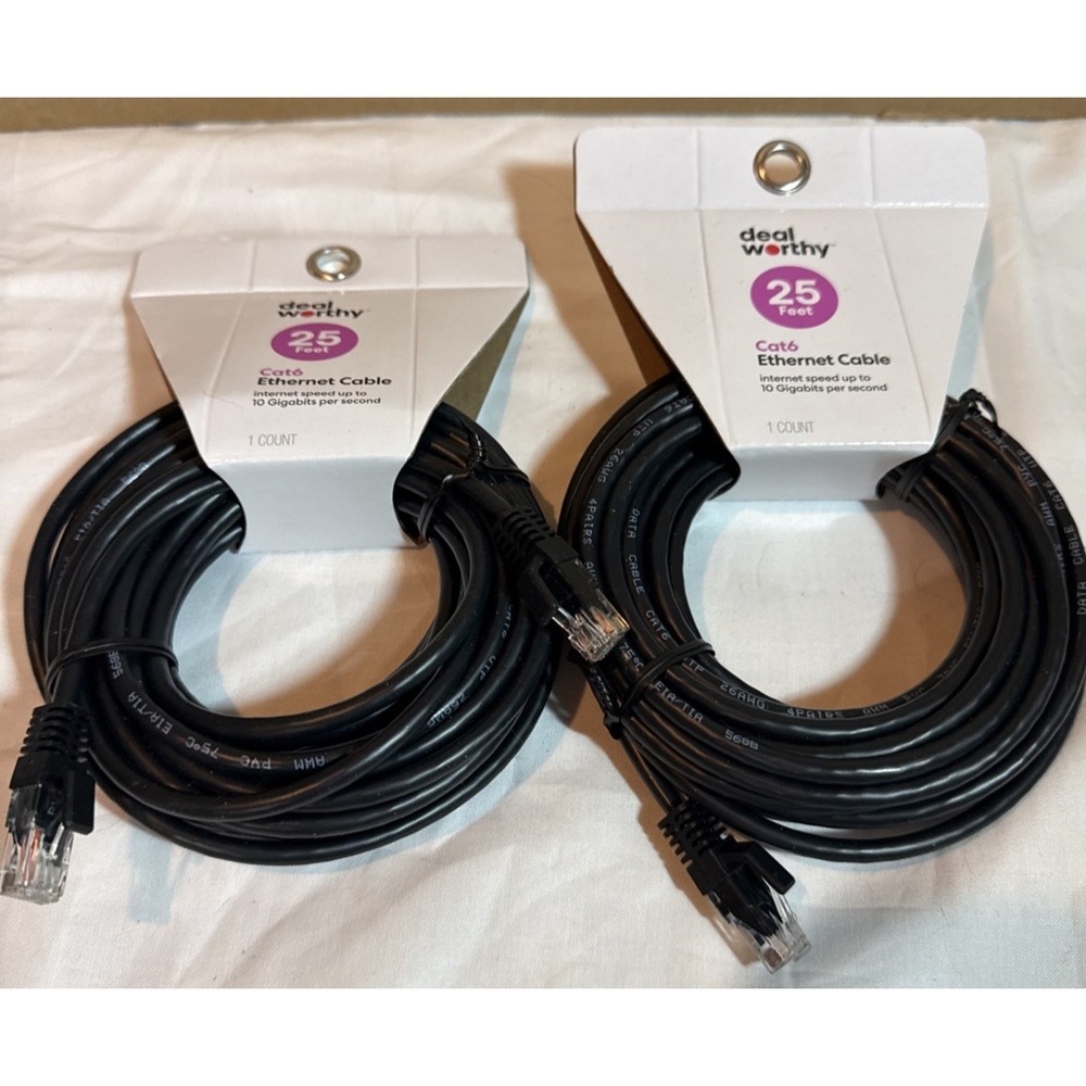 Cat6 Ethernet Cable 25ft Deal Worthy 10Gbps High Speed LAN Internet Network Cord